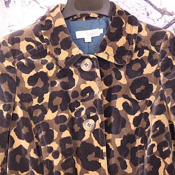 LEOPARD VELVET COAT 12R Boden Brown Tan Fall Winter Neutral Dressy Classic Long - Picture 3 of 11